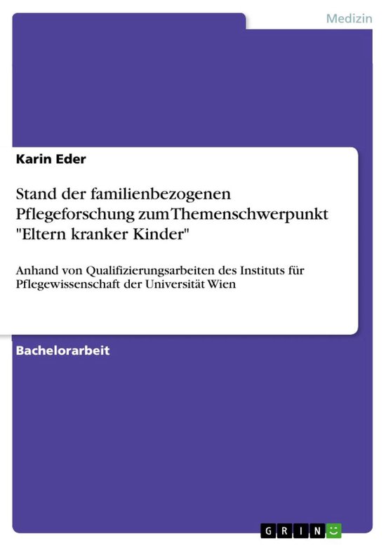 Stand der familienbezogenen Pflegeforschung zum Themenschwer ... - cover