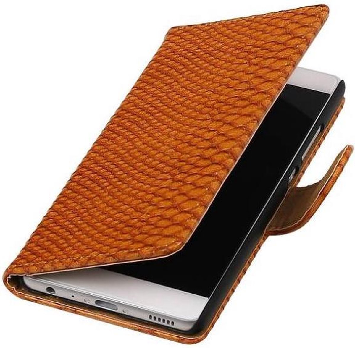 Snake Bookstyle Wallet Case Hoesje - Geschikt voor Huawei P9 Bruin