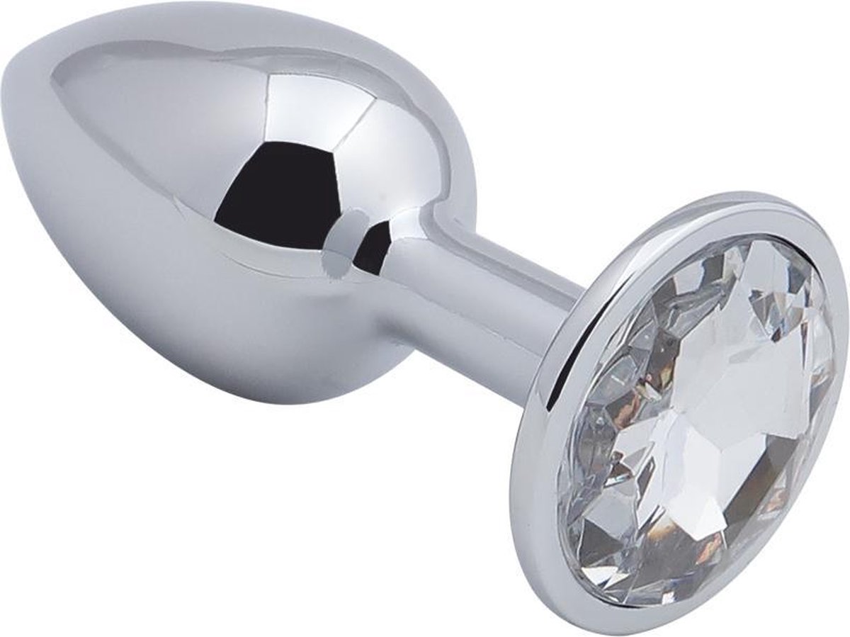 Goedkoopste Banoch - Buttplug Aurora Clear Small - Metalen buttplug - Diamant steen - Wit
