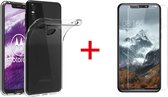 HB Hoesje Geschikt voor Motorola Moto One - Siliconen Back Cover & Glazen Screenprotector - Transparant
