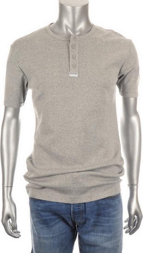 Garage T-shirt Semi Bodyfit met knoopjes grijs S