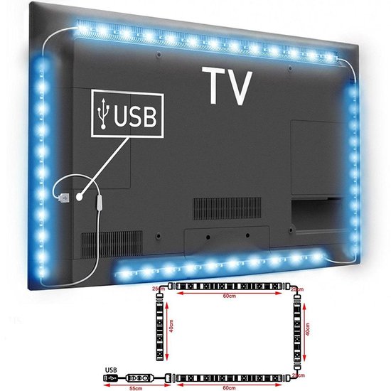 Wegversperring Ru Viskeus TV led strip | TV verlichting | TV Lamp | Set met 4 RGB strips 50-60 inch |  bol.com