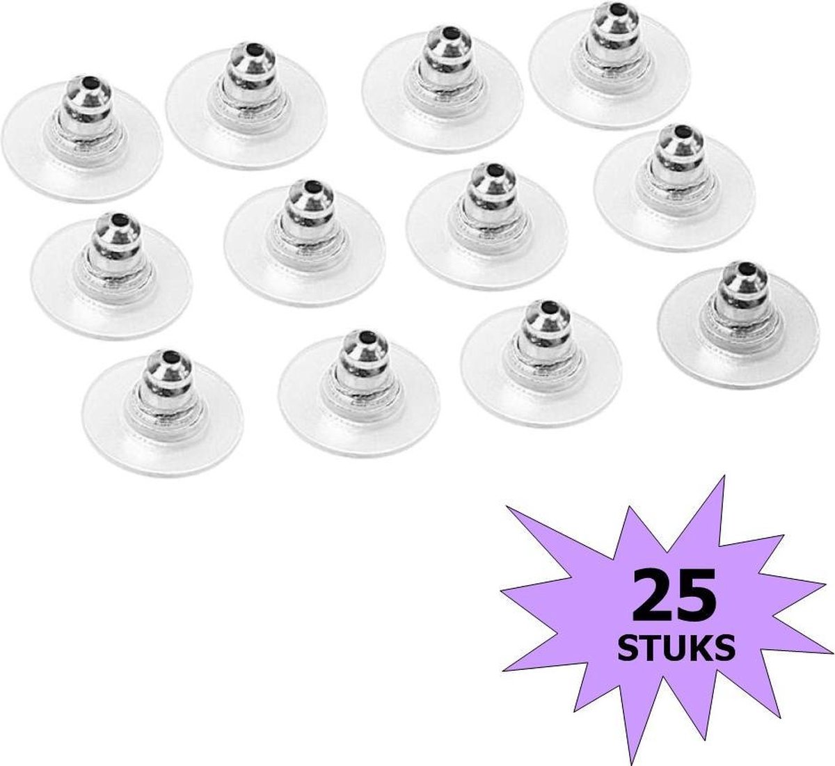 Fako Bijoux® - Oorbel Stoppers / Achterkantjes - 11mm - Zilverkleurig - 25 Stuks - 