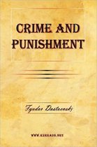 Boekomslag van Crime and Punishment door Fjodor Dostojevski op een vergeelde, verweerde achtergrond.