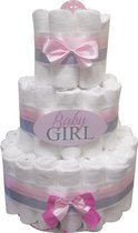 Luiertaart baby girl roze meisjes 3 lagen - maat 3 (4-8kg)