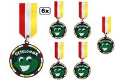 6x Medaille/Onderscheiding speldje kikker Oeteldonk