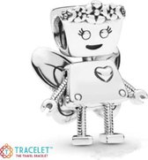 Tracelet | Zilveren bedels | Bedel Vlinder Robot | Robot bedel met bloemen | 925 Sterling Zilver | Pandora Compatible | Met 925 Zilver Certificaat | In Leuke Cadeauverpakking