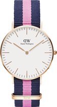 Daniel Wellington Classic Winchester DW00100033 - Horloge - NATO - Blauw/Roze - Ø 36mm