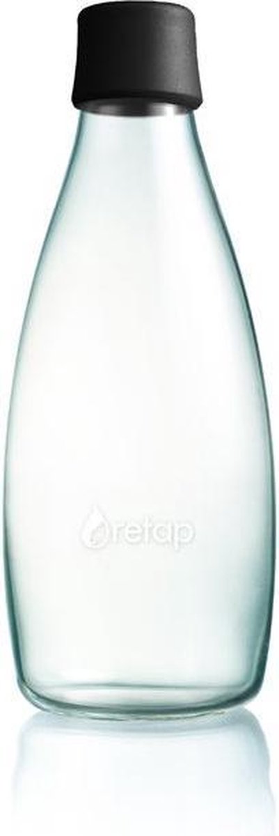 Retap Waterfles - Glas - 0,8 l - Zwart
