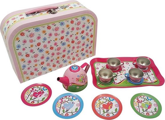 Playwood - Blikken serviesje vogeltjes in koffer - speelgoed theeservies  van tin | bol.com