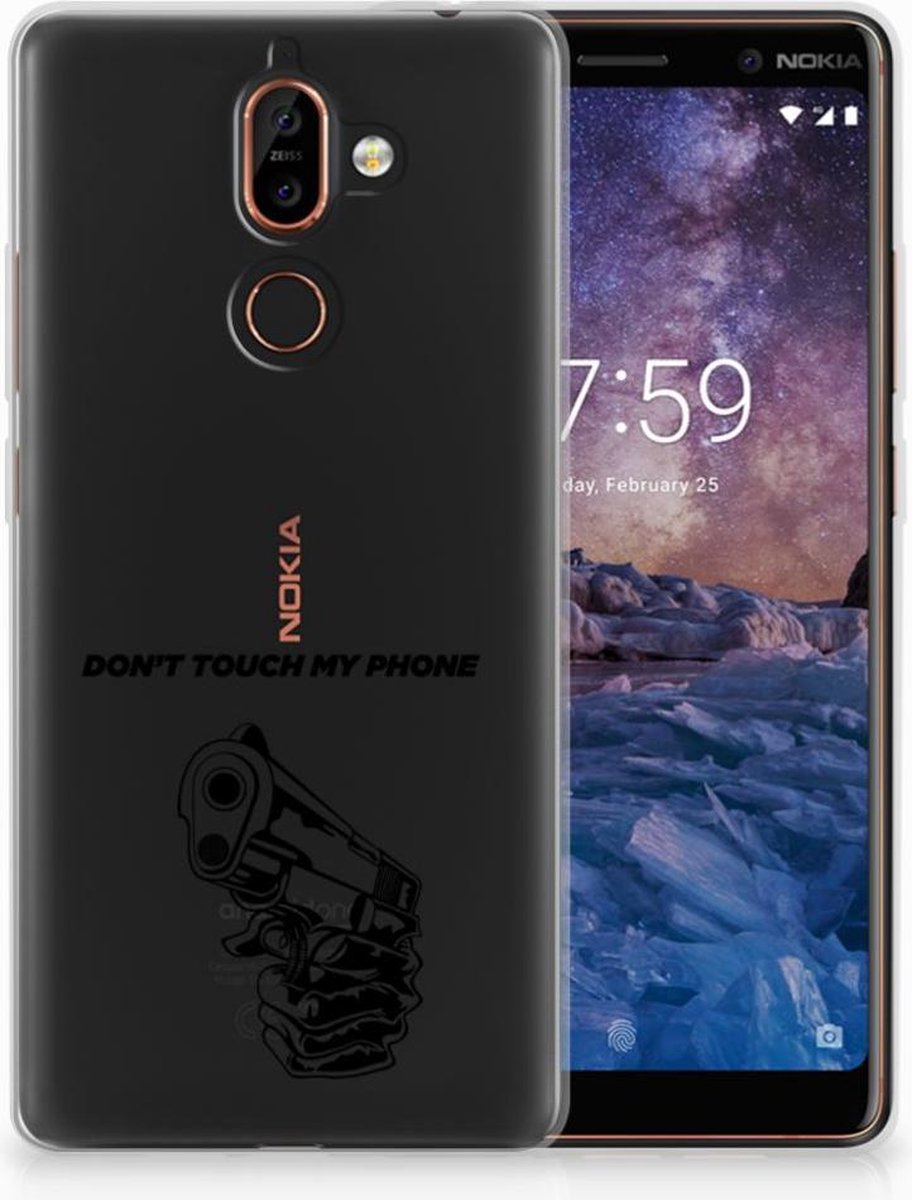 Nokia 7 Plus Silicone-hoesje Gun Don't Touch My Phone