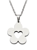 Daisy hartje ketting | 316L | bloem | liefde | RVS