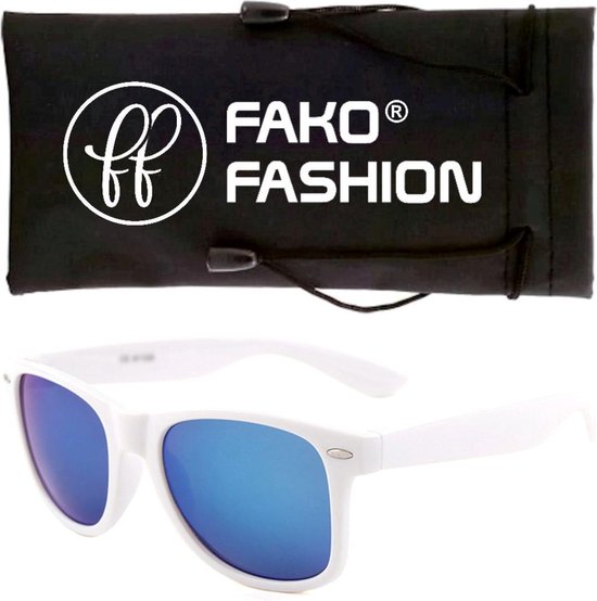 Fako Fashion® - Zonnebril - Wit - Spiegel Blauw