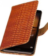 Sony Xperia M4 Aqua Snake Booktype Wallet Cover Bruin