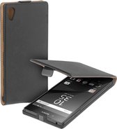 Zwart eco leather flipcase voor Sony Xperia Z5 hoesje