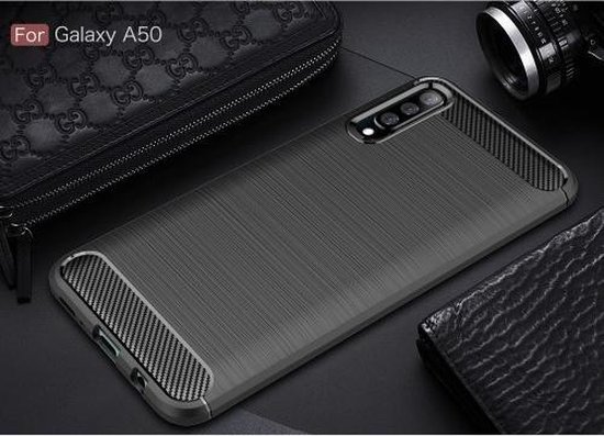 Silicone TPU gel zwart hoesje Telefoonhoesje geschikt voor Samsung Galaxy A50 / A30s met full screen glas screenprotector
