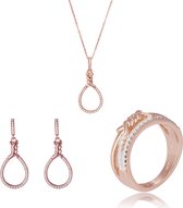 Orphelia SET-7421/56 - Juwelenset: Ketting + Oorbellen + Ring - 925 Zilver Rosé - Zirkonia - 42 cm / Ringmaat 56