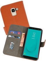 Hoesje Geschikt voor Samsung Galaxy J6 2018 - Kaarthouder Book Case Telefoonhoesje - Bruin
