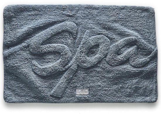 Riviera Maison - Bath Mat 'Spa' steel - Badmat - Denim - Katoen | bol.com