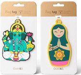 Guesta Bagagelabel – Ganesh en Namaste - Kofferlabel – Adreslabel – PVC – Voor Koffers – Tassen - Backpacks - Vrolijk en Makkelijk herkenbaar