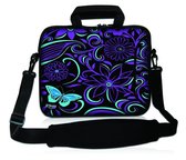 Sleevy 17,3 laptoptas paars/blauwe bloemen design