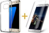 Samsung Galaxy S7 - Hardcase met Soft Siliconen TPU Zijkant Transparant Hoesje + Full Screen Screenprotector Gehard Tempered Glass - 360 Graden Bescherming