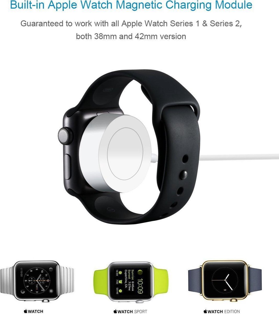 Magnetische oplaadkabel geschikt voor de Apple Watch - Iwatch series 1/2/3/4/5/6  snoer | bol.com