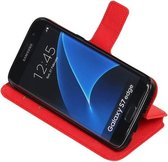 Étui portefeuille en TPU rouge Samsung Galaxy S7 Edge type livre, HM Book