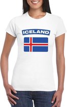 T-shirt met IJslandse vlag wit dames XS