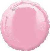 folieballon - babyroze , rond - 45cm leeg