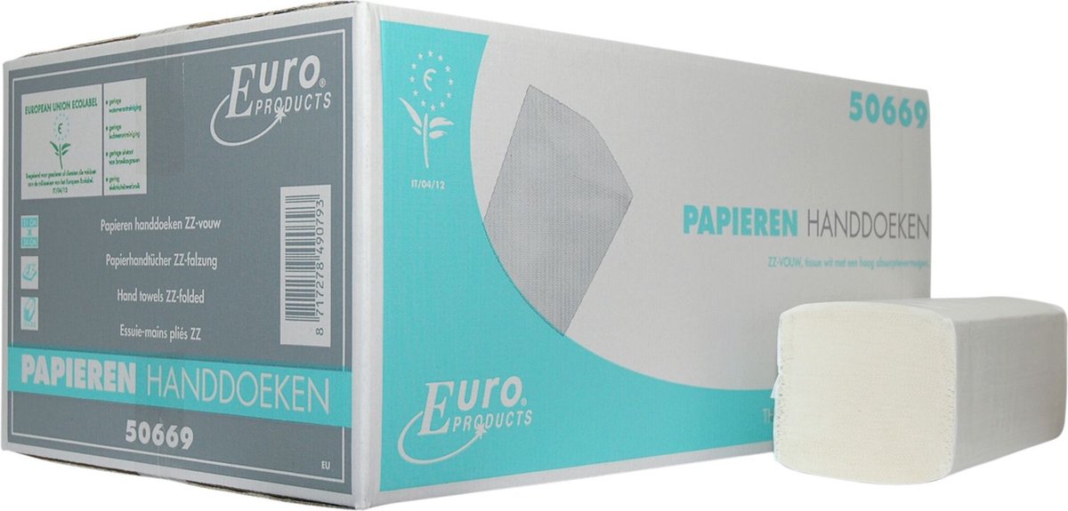 Euro Products Handdoeken Z-vouw 2-laags Per Pak Van 199 Stuks