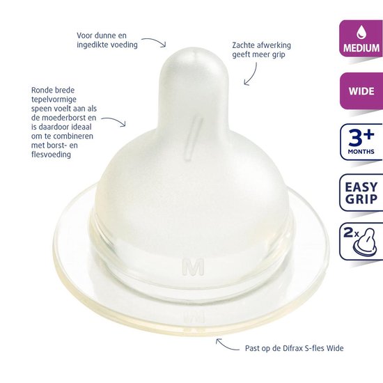 Difrax Flessenspeen Wide - Medium - 4 stuks van Difrax — afbeelding 2