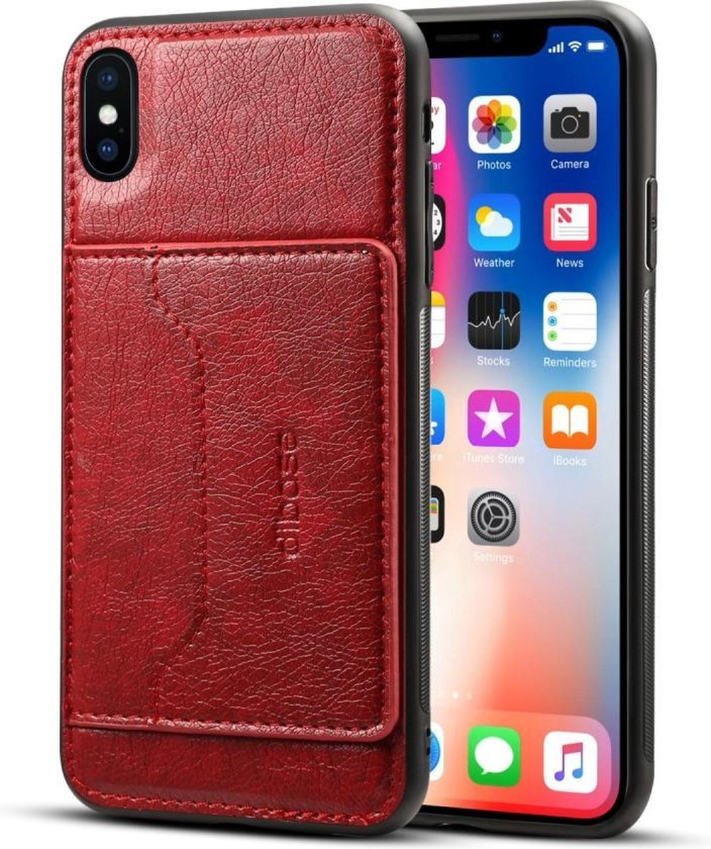 Apple iPhone XS Max TPU Hoesje Bordeaux met Pashouder