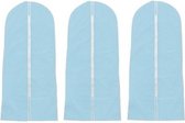 3x Beschermhoezen voor kleding lichtblauw 137 x 60 cm - Kledinghoezen - Garderobe kleding opbergen accessoires