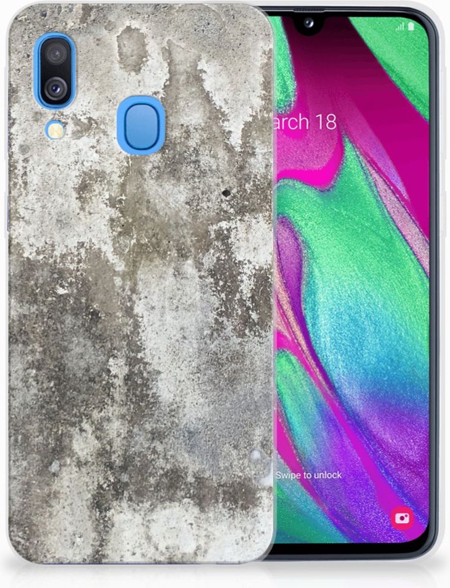 Samsung Galaxy A40 TPU Siliconen Hoesje Beton Print