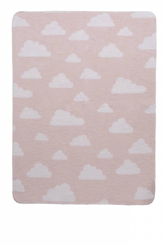 Meyco Modern Little Clouds- Wiegdekentje 75x100cm - Lichtroze