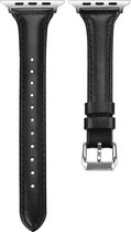 SmartphoneClip® Leer zwart Bandje geschikt voor Apple Watch 42mm, 44mm, 45mm, en 49 mm (alle generaties)