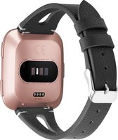 Bandje leer double zwart geschikt voor Fitbit Versa (Lite)