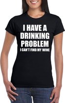 Drinking problem wine tekst t-shirt zwart dames XXL