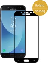 Screenprotector voor Samsung Galaxy J7 (2017) - Full Screen Rand tot Rand Tempered Glass Screenprotector Transparant met Zwart Carbon Bezel 3D 9H (Gehard Glas Screen Protector) - A