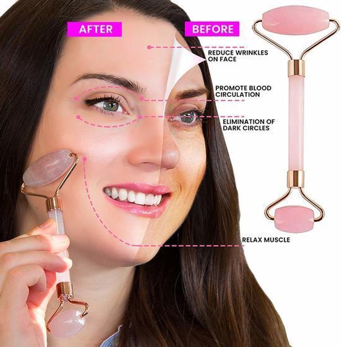 Jade roller Massage roller voor het gezicht Anti aging jade kristal