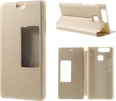Huawei Ascend P9 view cover wallet hoesje goud