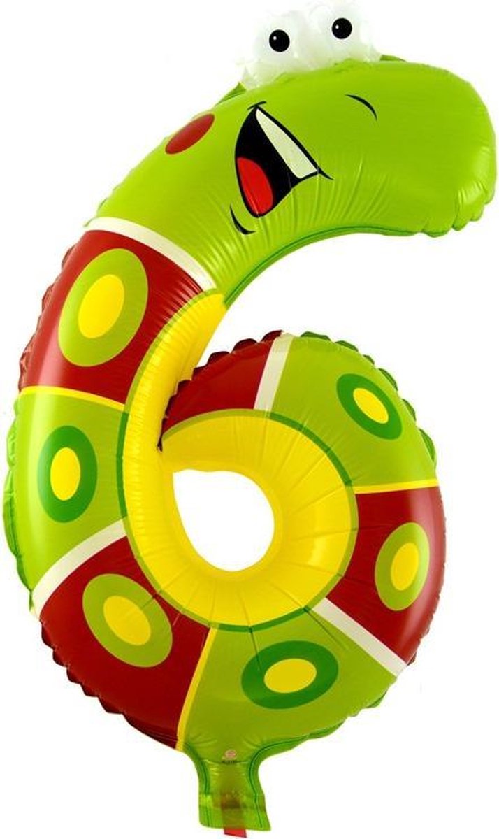 Ballon cijfer 6 dieren 41cm