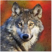 Graphic Message - Tuin Schilderij op Outdoor Canvas - Wolf - Herfstkleuren - Buiten