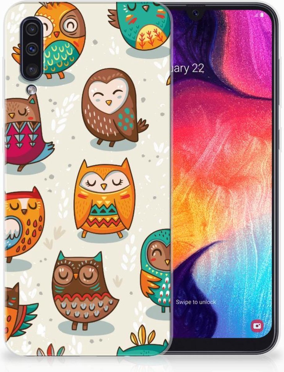 Samsung Galaxy A50 TPU Hoesje Vrolijke Uilen
