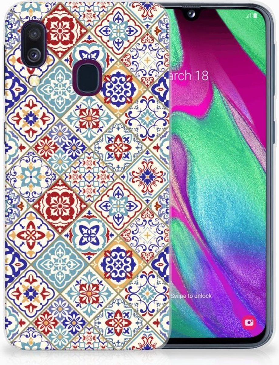 Samsung Galaxy A40 TPU Siliconen Hoesje Tiles Color