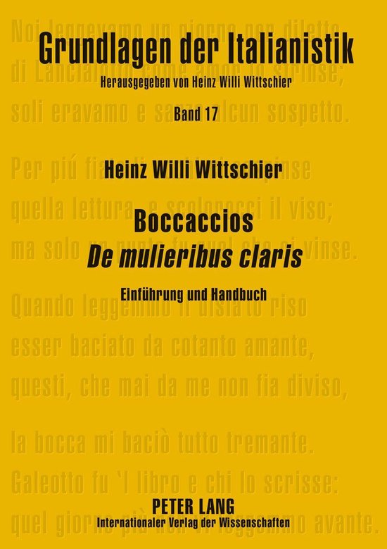 Grundlagen der Italianistik 17 - Boccaccios «De mulieribus claris»