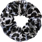 Scrunchie sweet leopard. Haarelastiek met luipaard print. Blauw/grijs. Damesdingetjes