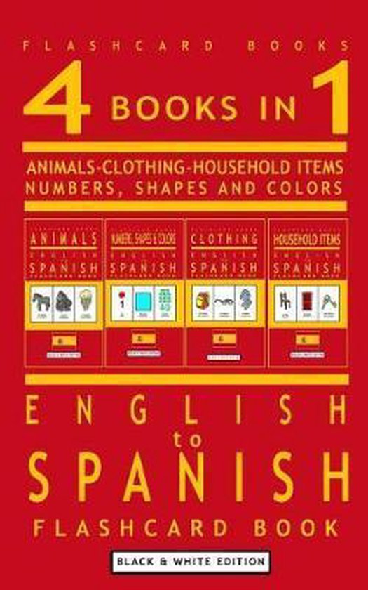 Bol Com 4 Books In 1 English To Spanish Kids Flash Card Book Flashcard Books