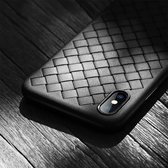 Benks voor iPhone X TPU breien lederen oppervlak beschermende Back Cover Case (zwart)